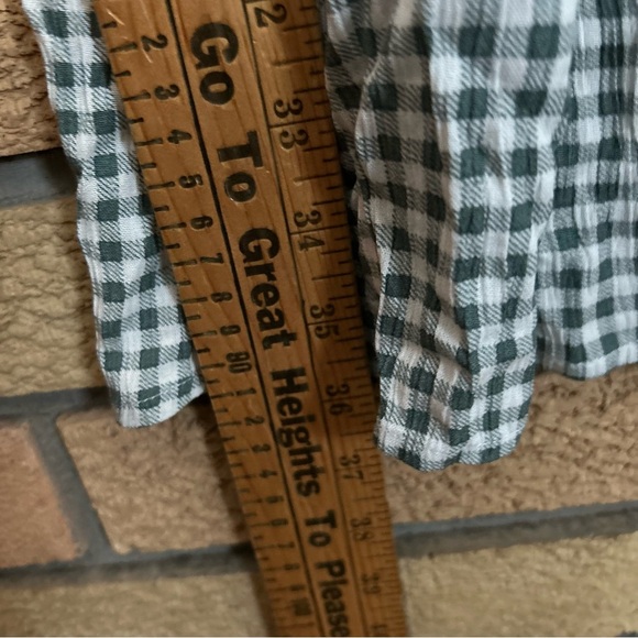 Market & Spruce Button Front Tie Waist Green & White Checkered Gingham Size M - Picture 5 of 6